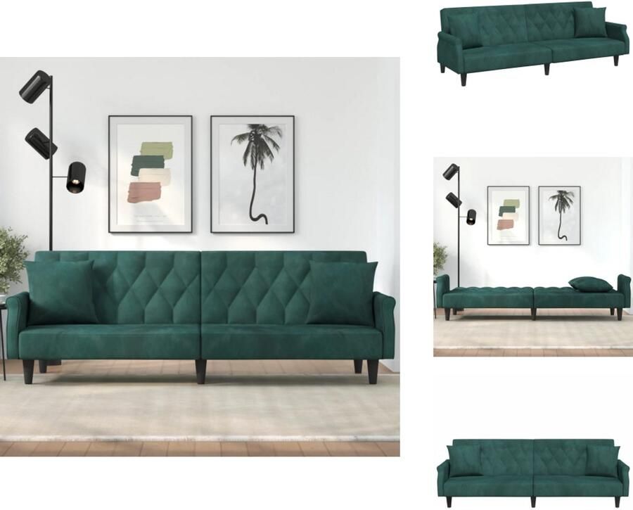 VidaXL Slaapbank Slaapbanken Bedbank Slaapbed Slaapbank met armleuningen fluweel donkergroen