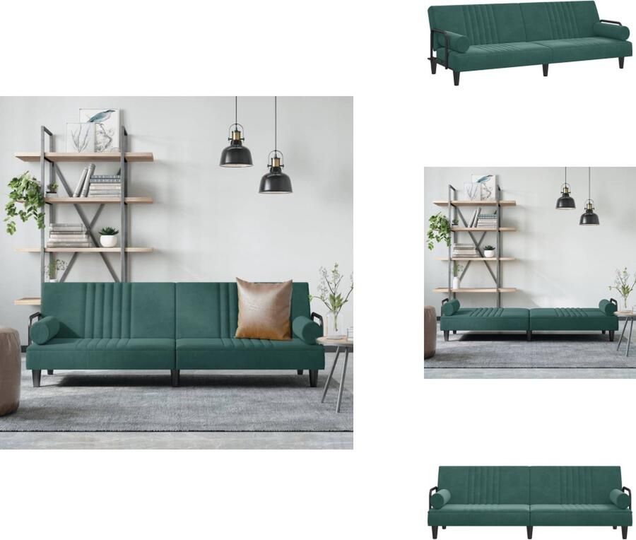 VidaXL Slaapbank Slaapbanken Bedbank Slaapbed Slaapbank met armleuningen fluweel donkergroen