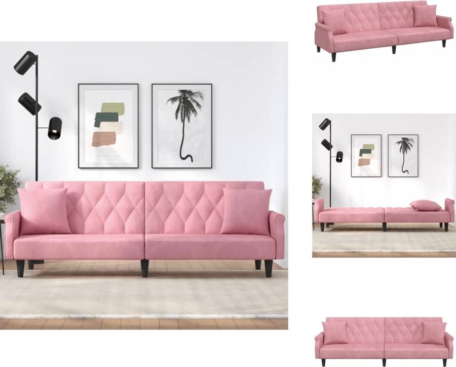 VidaXL Slaapbank Slaapbanken Bedbank Slaapbed Slaapbank met armleuningen fluweel roze