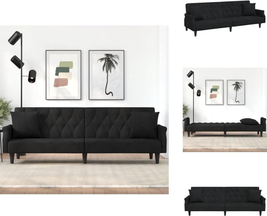 VidaXL Slaapbank Slaapbanken Bedbank Slaapbed Slaapbank met armleuningen fluweel zwart