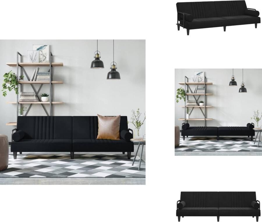 VidaXL Slaapbank Slaapbanken Bedbank Slaapbed Slaapbank met armleuningen fluweel zwart - Foto 2