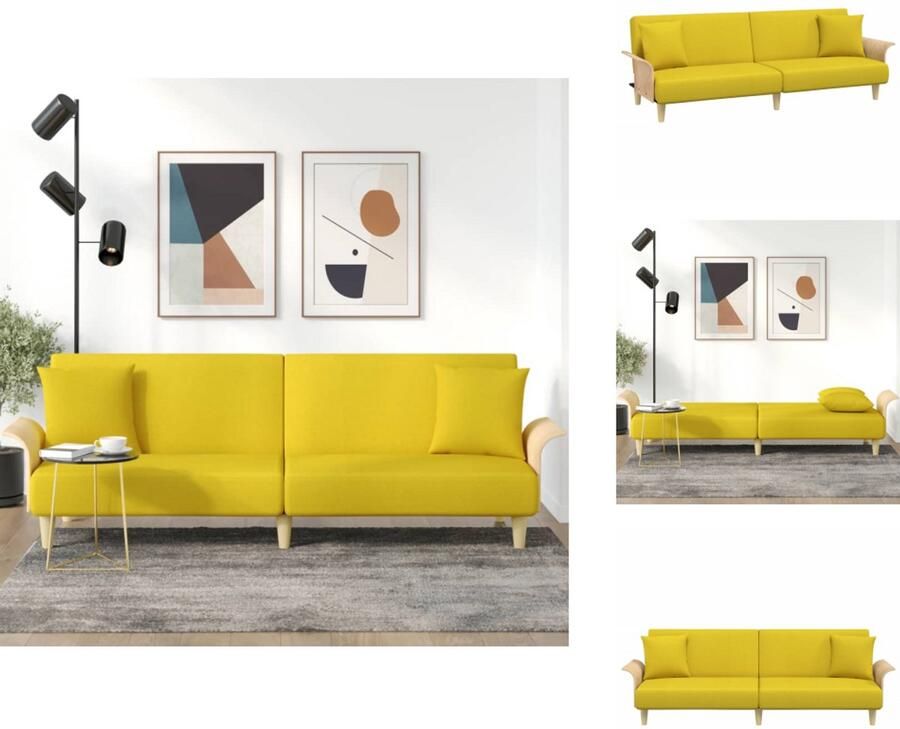 VidaXL -Slaapbank-met-armleuningen-stof-geel - Foto 2