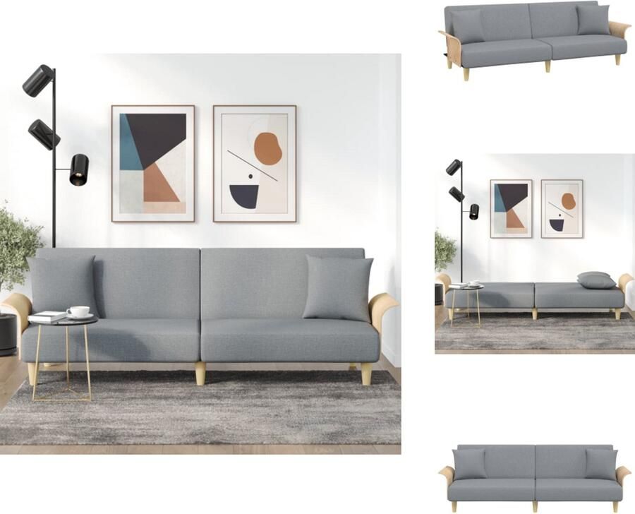 VidaXL -Slaapbank-met-armleuningen-stof-lichtgrijs - Foto 2