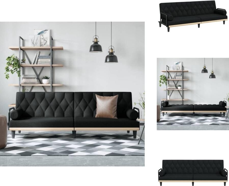 VidaXL Slaapbank Slaapbanken Bedbank Slaapbed Slaapbank met armleuningen stof zwart