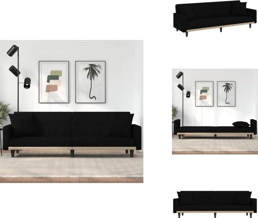 VidaXL Slaapbank Slaapbanken Bedbank Slaapbed Slaapbank met kussens stof zwart