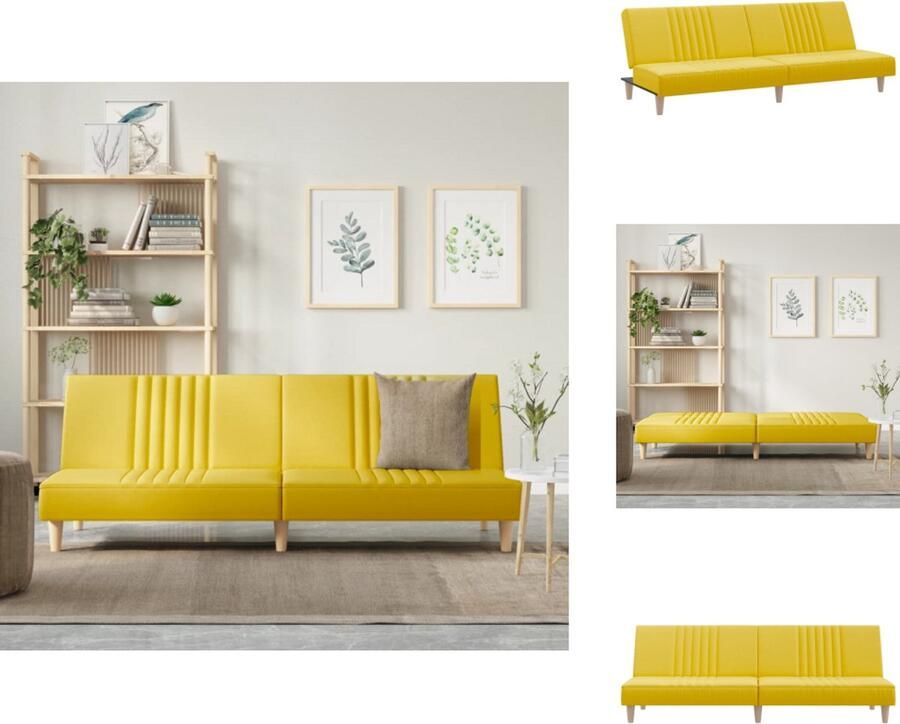 VidaXL Slaapbank Slaapbanken Bedbank Slaapbed Slaapbank stof lichtgeel