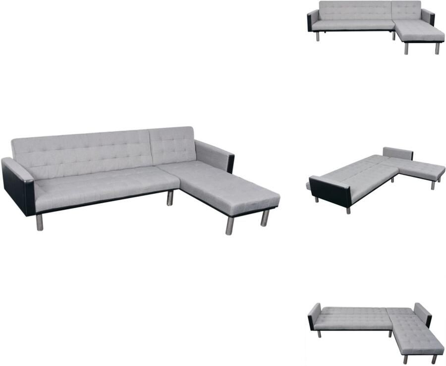 VidaXL Slaapbank Slaapbanken L-vormige Slaapbank L-vormig Slaapbank L-vormig stof zwart en grijs