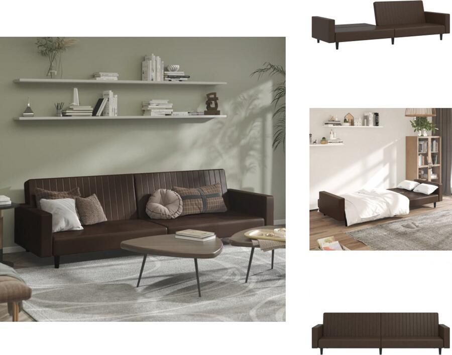 VidaXL Slaapbank Slaapbanken Slaap Bank Bedbank Slaapbank 2-zits kunstleer bruin