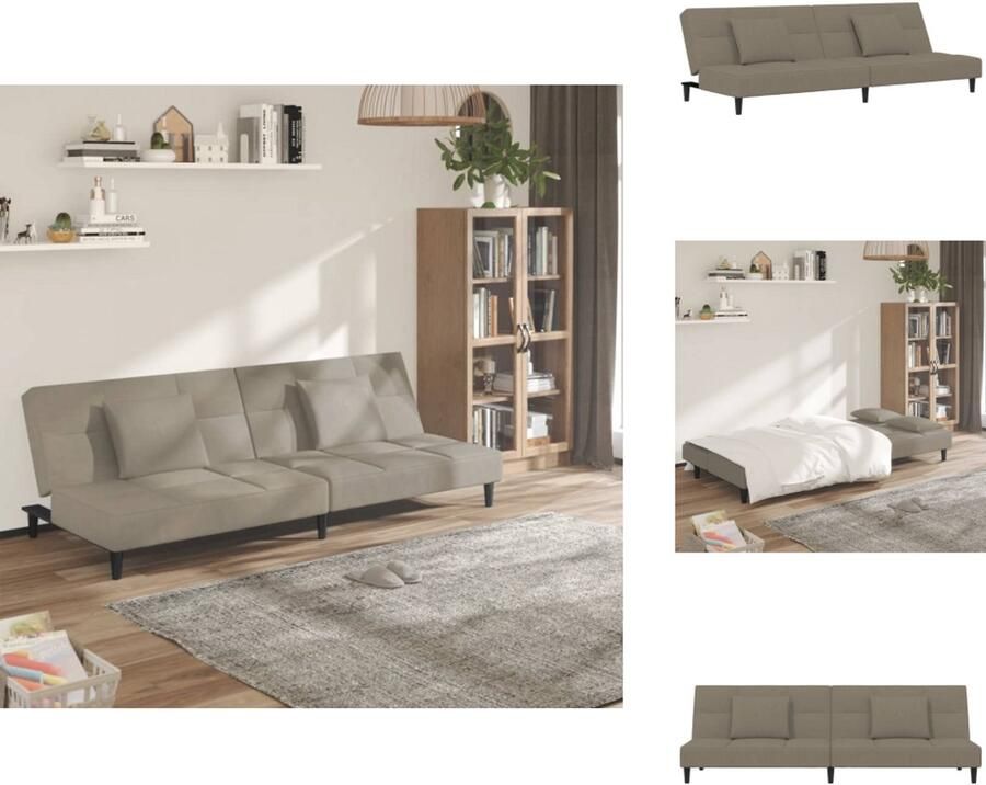 The Living Store Slaapbank Fluweel Lichtgrijs 2-Zits Multifunctioneel en Comfortabel 200 x 84.5 x 69 cm Slaapbank Tweezitter Sofa Bed Lounge Meubilair Fluweel Bank - Foto 2