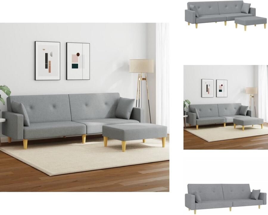 VidaXL Slaapbank Slaapbanken Slaap Bank Bedbank Slaapbank 2-zits met kussens en voetenbank stof dlichtgrijs