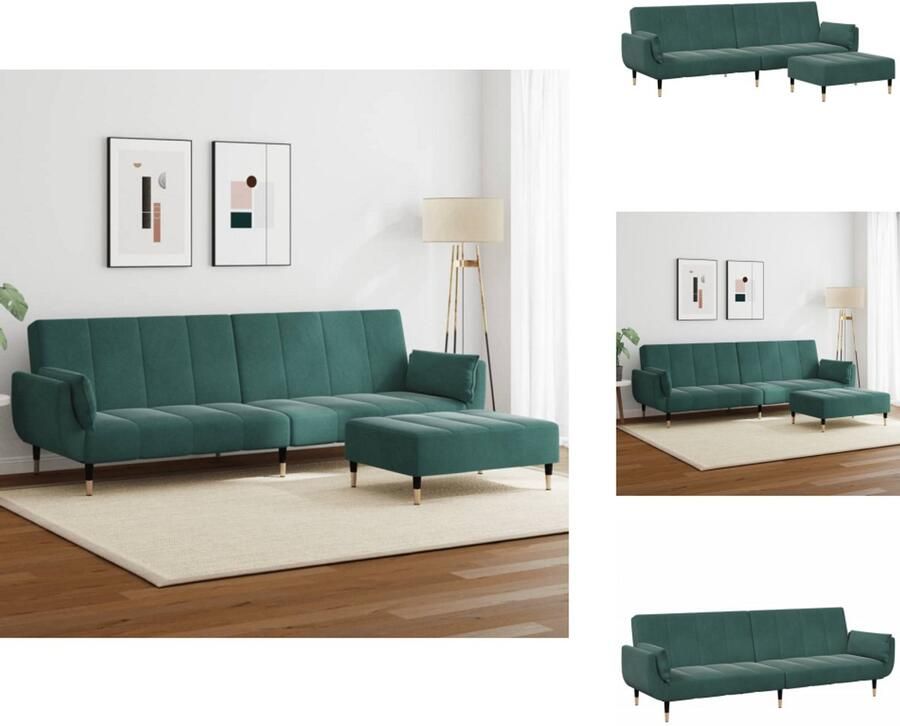 VidaXL Slaapbank Slaapbanken Slaap Bank Bedbank Slaapbank 2-zits met voetenbank fluweel donkergroen
