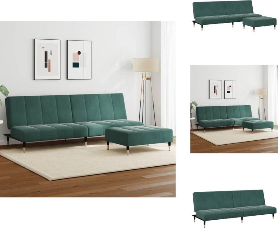 VidaXL Slaapbank Slaapbanken Slaap Bank Bedbank Slaapbank 2-zits met voetenbank fluweel donkergroen