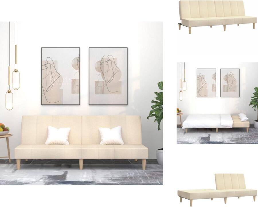 VidaXL Slaapbank Slaapbanken Slaap Bank Bedbank Slaapbank 2-zits stof crèmekleurig