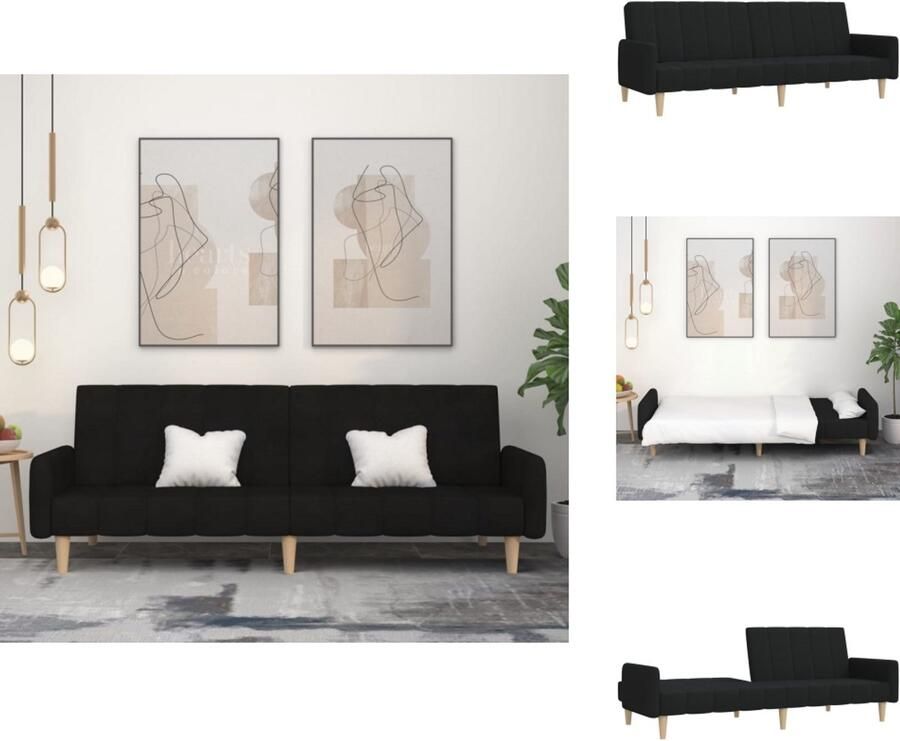 VidaXL Slaapbank Slaapbanken Slaap Bank Bedbank Slaapbank 2-zits stof zwart