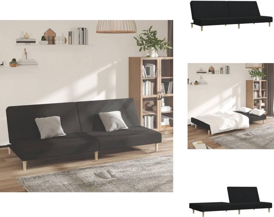 VidaXL Slaapbank Slaapbanken Slaap Bank Bedbank Slaapbank 2-zits stof zwart