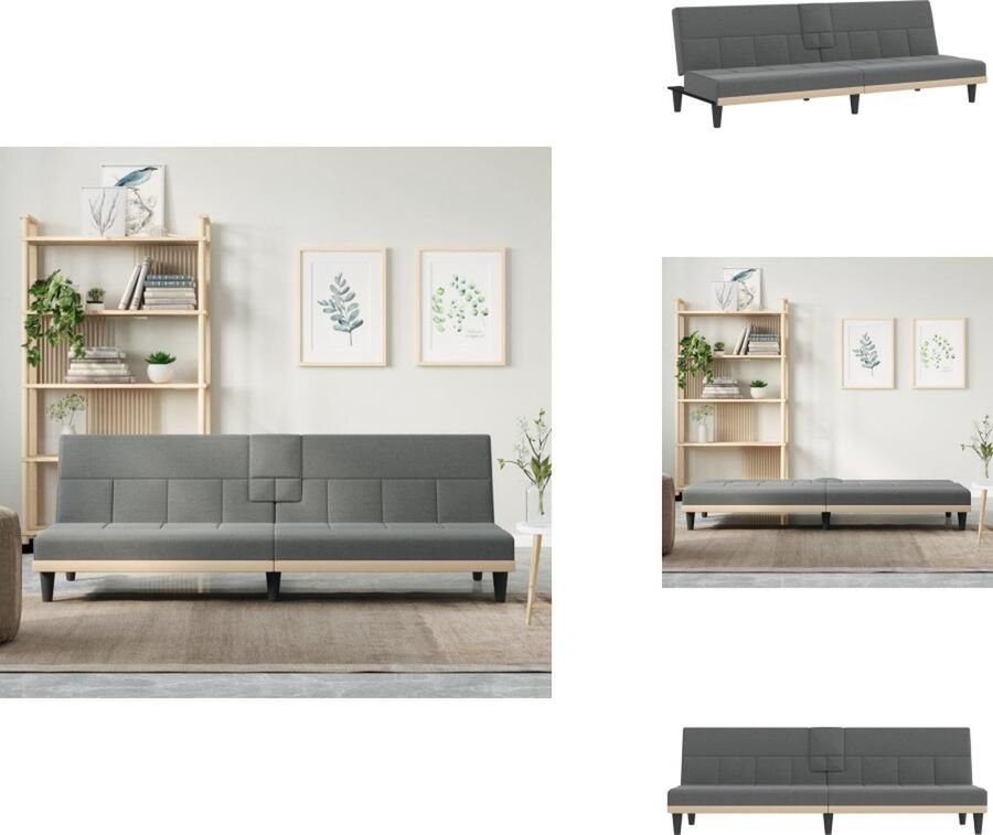 VidaXL Slaapbank Slaapbanken Slaap Bank Bedbank Slaapbank met bekerhouders stof donkergrijs