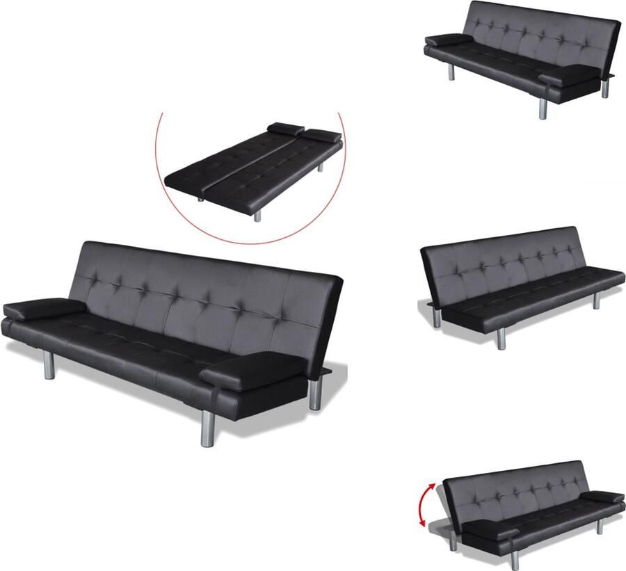 The Living Store Slaapbank Zwart Houten frame 168 x 77 x (61.5 64 66) cm Verstelbaar 110 kg Slaapbank Sofa Bed Tweepersoonsbed Banksofa Lounge Meubilair - Foto 3