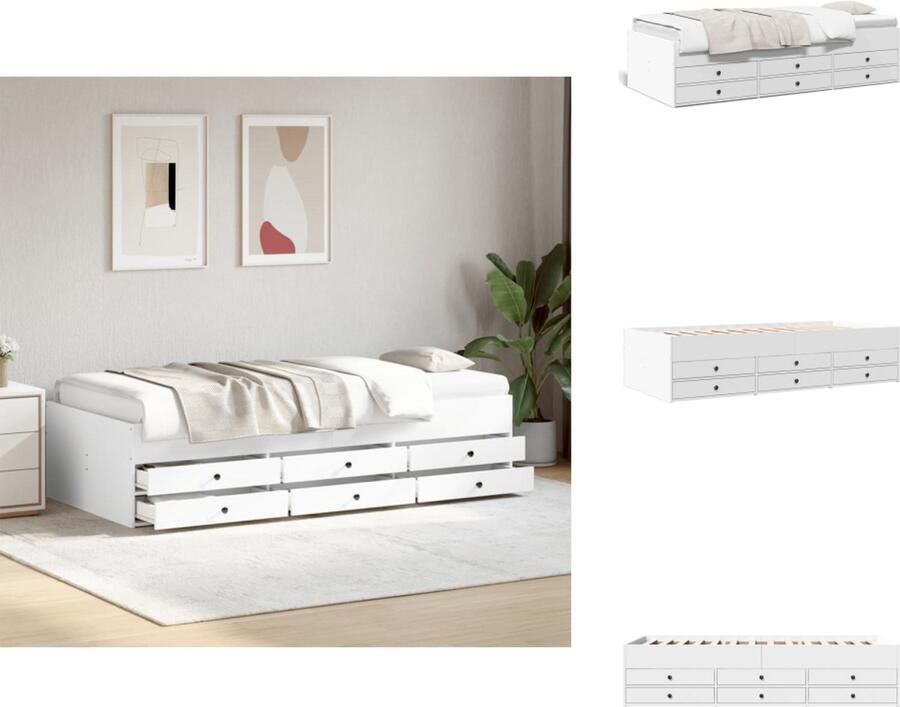 VidaXL Slaapbank Slaapbanken Slaapbank Met Lades Bedbank Slaapbank met lades zonder matras 100x200 cm wit