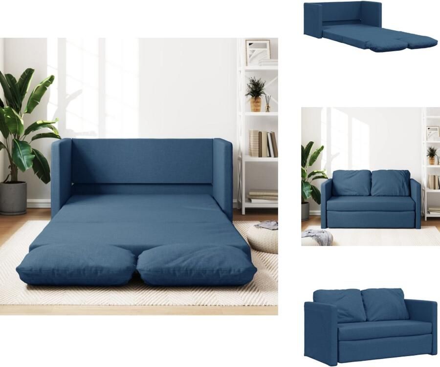 VidaXL Slaapbank Slaapbanken Slaapbank Vloermdoel Bankbed Slaapbank vloermodel 2-in-1 112x174x55 cm stof blauw
