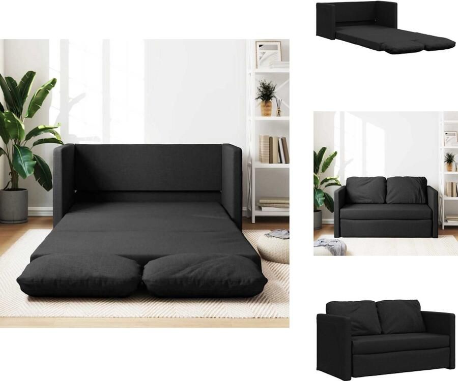 VidaXL Slaapbank Slaapbanken Slaapbank Vloermdoel Bankbed Slaapbank vloermodel 2-in-1 112x174x55 cm stof zwart