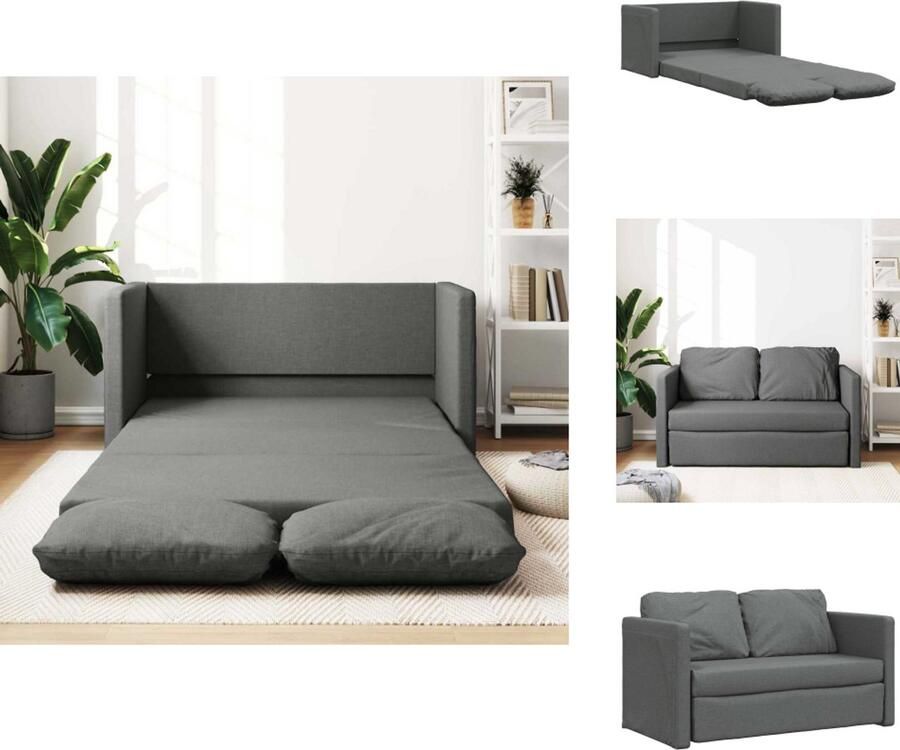 VidaXL Slaapbank Slaapbanken Slaapbank Vloermdoel Bankbed Slaapbank vloermodel 2-in-1 112x174x55 cm stof donkergrijs