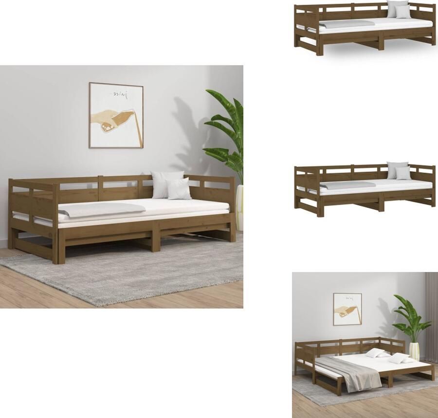 VidaXL Slaapbank Slaapbanken Uitschuifbare Slaapbank Bedbank Slaapbank uitschuifbaar 2x(80x200) cm grenenhout honingbruin