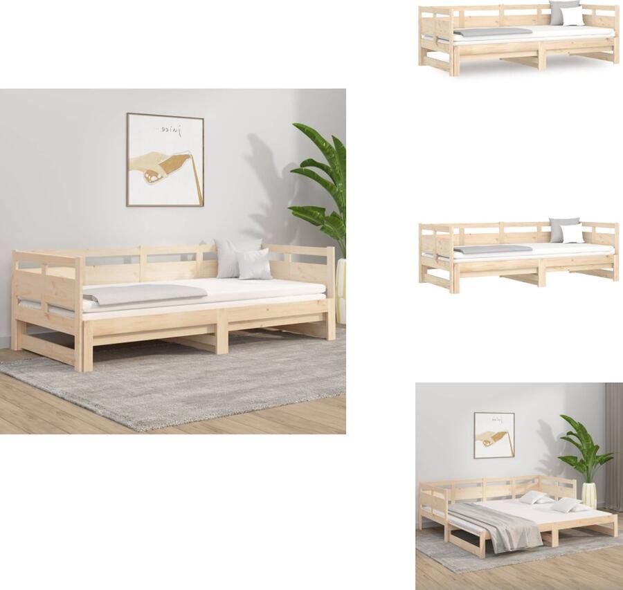 VidaXL Slaapbank Massief Grenenhout Opklapbaar Ruimtebesparend 203.5 x 160 x 66 cm Geschikt voor 2 personen 80 x 200 cm matras Bed