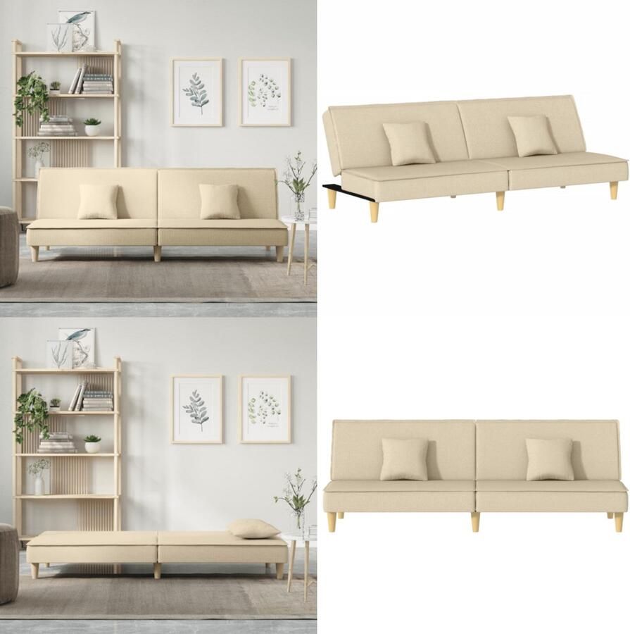 VidaXL Slaapbank stof crèmekleurig Slaapbank Slaapbanken Bedbank Slaapbed