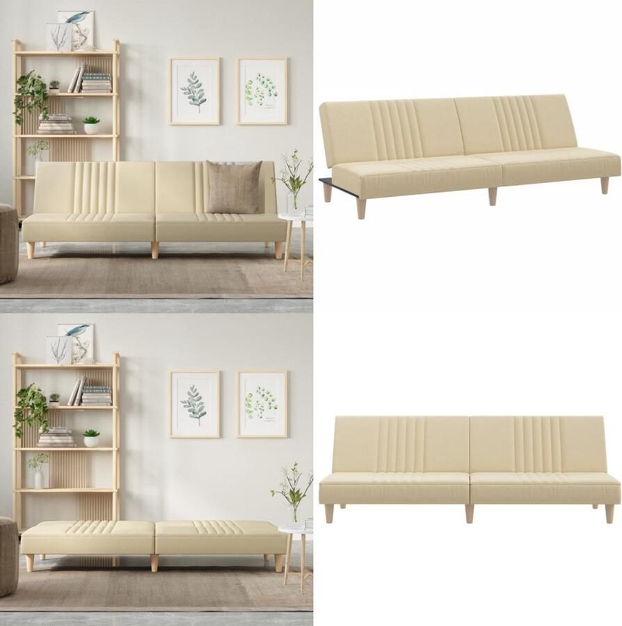 VidaXL Slaapbank stof crèmekleurig Slaapbank Slaapbanken Bedbank Slaapbed