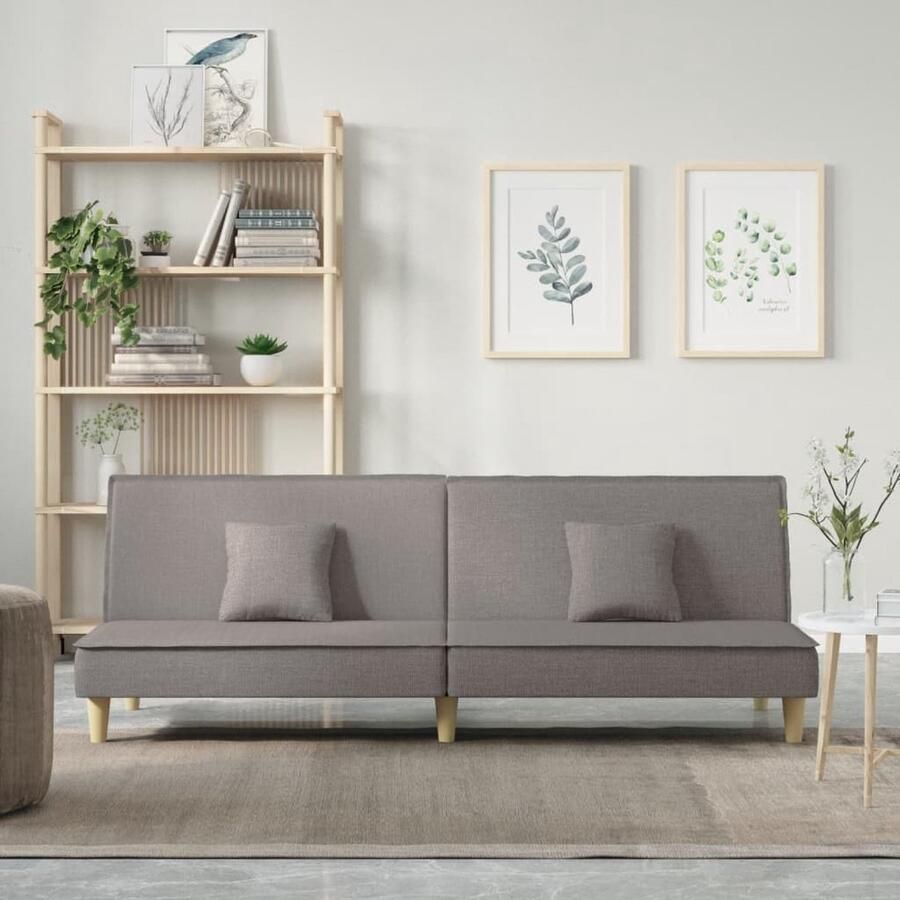 VidaXL Slaapbank Stof Taupe Inclusief Kussens Slaapbank Sofa Bed Tweepersoons Slaapkamer Comfortabele Zitzitting Multifunctioneel Meubilair Stoffen Bank Design Bank Moderne Bank - Foto 2