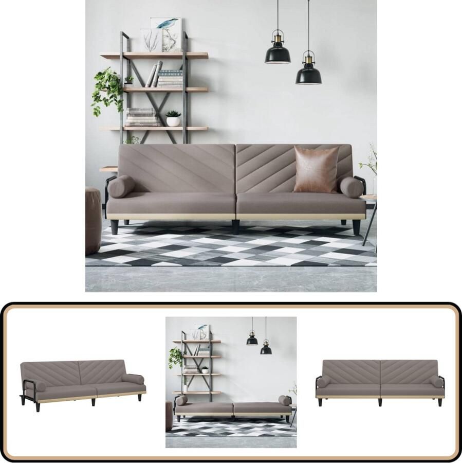 VidaXL Slaapbank Stof Taupe Inclusief Kussens Slaapbank Sofa Bed Tweepersoonsbed Slaapkamer Meubilair Lounge Furniture