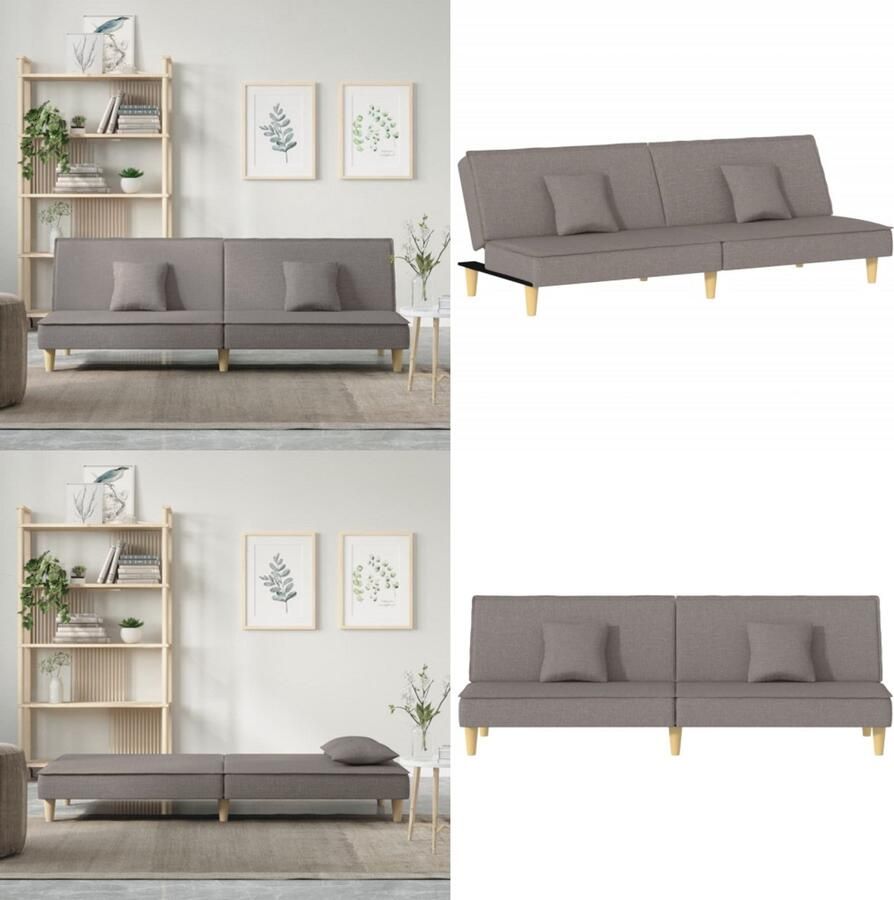 VidaXL Slaapbank stof taupe Slaapbank Slaapbanken Bedbank Slaapbed