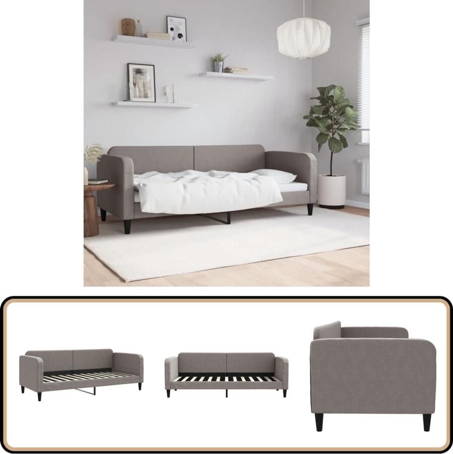 VidaXL Slaapbank Taupe 80x200 cm Stijlvol Design Slaapbank Sofa Bed Moderne Bank Tweepersoons Bank Daybed Guest Bed Taupesofa