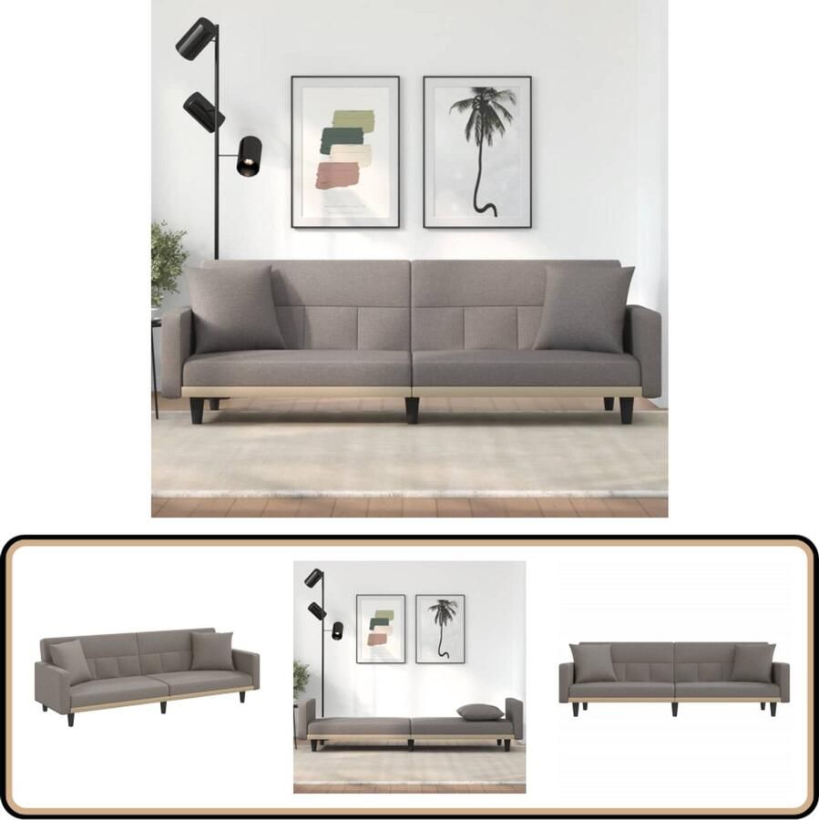 VidaXL Slaapbank Taupe Inclusief Kussens 220 cm Slaapbank Sofa Bed Tweepersoons Slaapkamer Één Persoons Bank Lounge Meubilair Stoffen Bank
