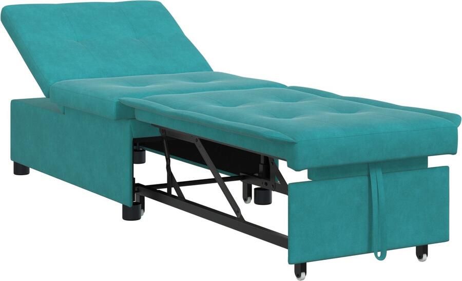 VidaXL 3-in-1 Uittrekbare Sofa Bed in Turquoise Velours