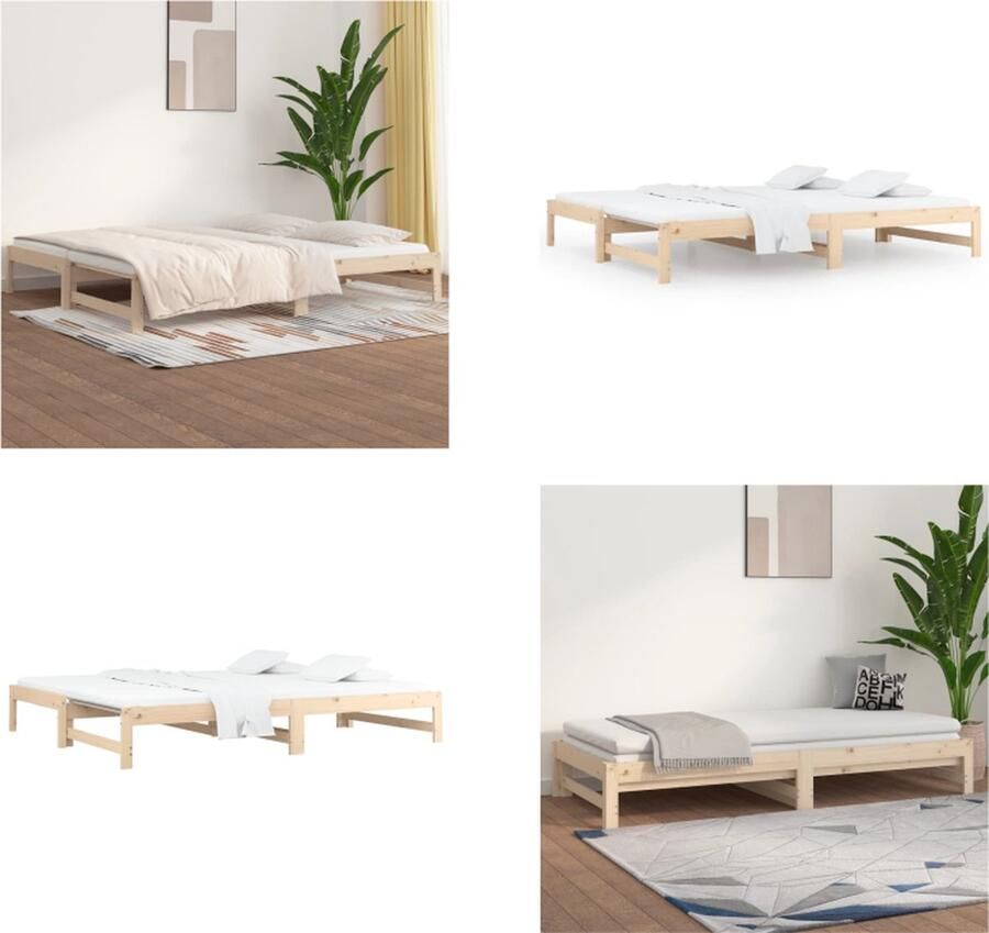 VidaXL Slaapbank uitschuifbaar 2x(80x200) cm massief grenenhout Slaapbank Slaapbanken Bedbank Bed Bank Slaap Bank - Foto 2