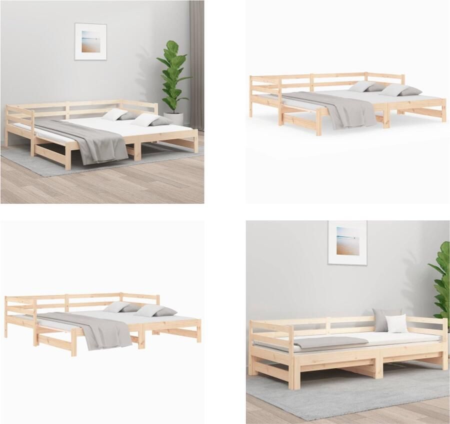 VidaXL Slaapbank uitschuifbaar 2x(80x200) cm massief grenenhout Slaapbank Slaapbanken Bedbank Bed Bank Slaap Bank - Foto 2