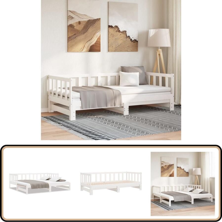 VidaXL Slaapbank Uitschuifbaar Grenen Wit Slaapbank Grenenhouten Meubilair Multifunctionele Bank Daybed Guest Bed Stapelbare Bank Compact Bed Kleine Slaapkamer