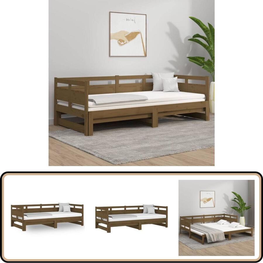 VidaXL Slaapbank Uitschuifbaar Grenenhout Honingbruin Slaapbank Sofa Bed Houten Slaapkamermeubilair Grenenhouten Meubels Compact Design