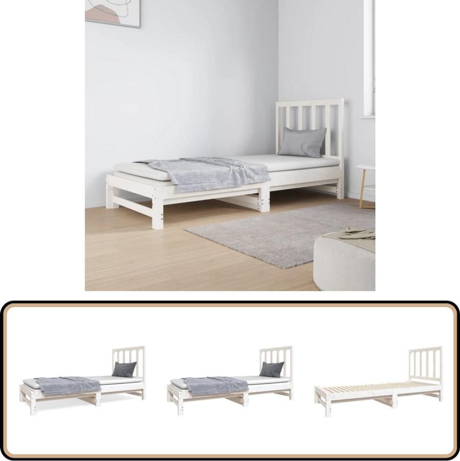 VidaXL Slaapbank Uitschuifbaar Grenenhout Wit Slaapbank Grenenhouten Slaapbank Witte Slaapbank Daybed Multifunctionele Meubels