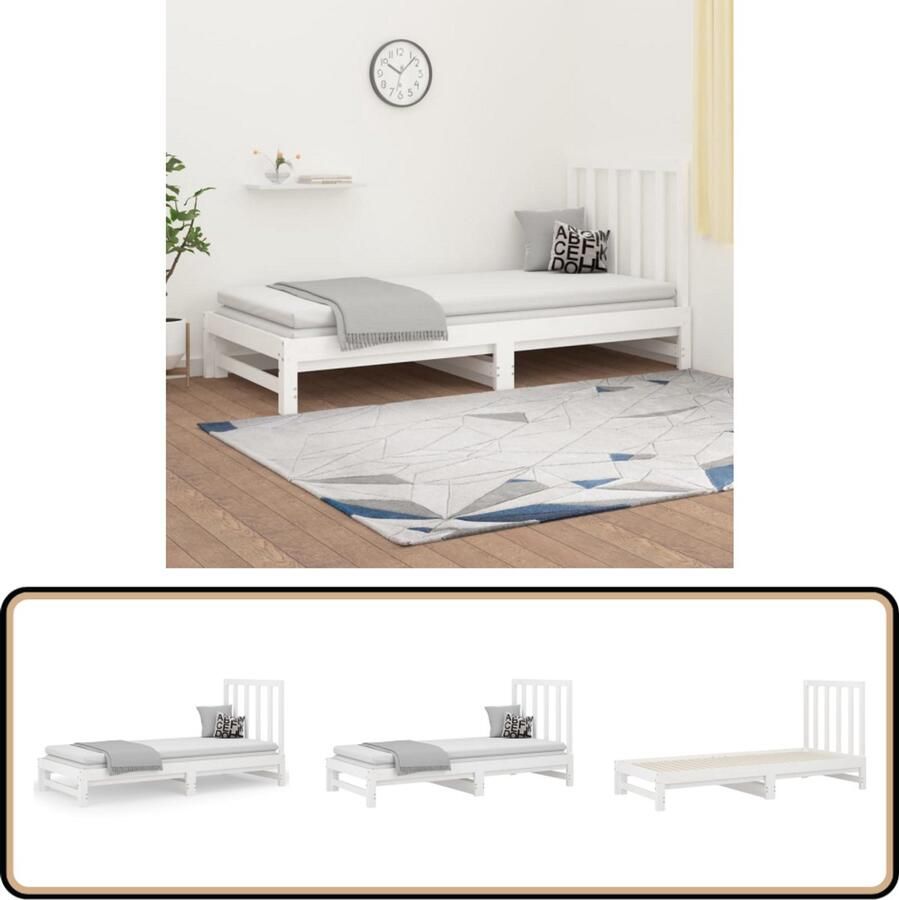 VidaXL Slaapbank Uitschuifbaar Grenenhout Wit Slaapbank Sofa Bed Daybed Hout Bed Grenenhout Bed