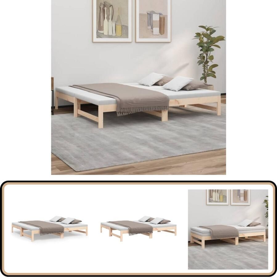 VidaXL Slaapbank Uitschuifbaar Massief Grenenhout Slaapbank Grenenhouten Meubels Logeerbed Uitschuifbare Bank Kanapé Bed