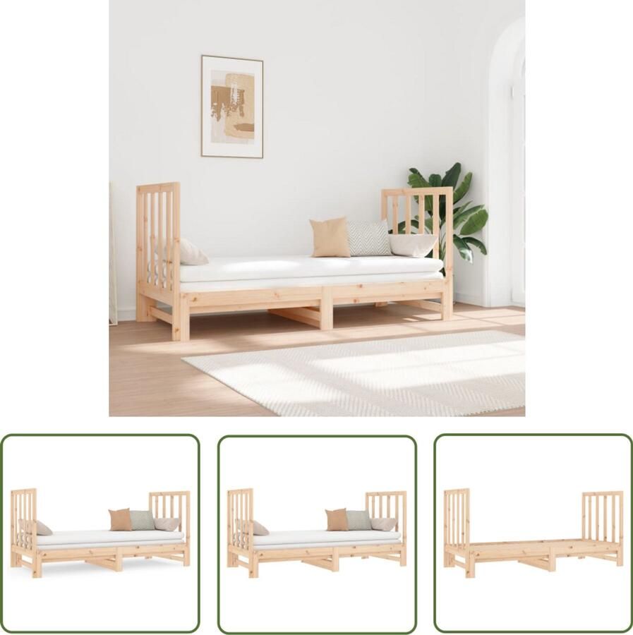 VidaXL Slaapbank Uitschuifbaar Massief Grenenhout Slaapbank Houten Slaapbank Grenenhouten Slaapbank Daybed Stapelbed Guest Bed Compact Bed Kleine Slaapbank