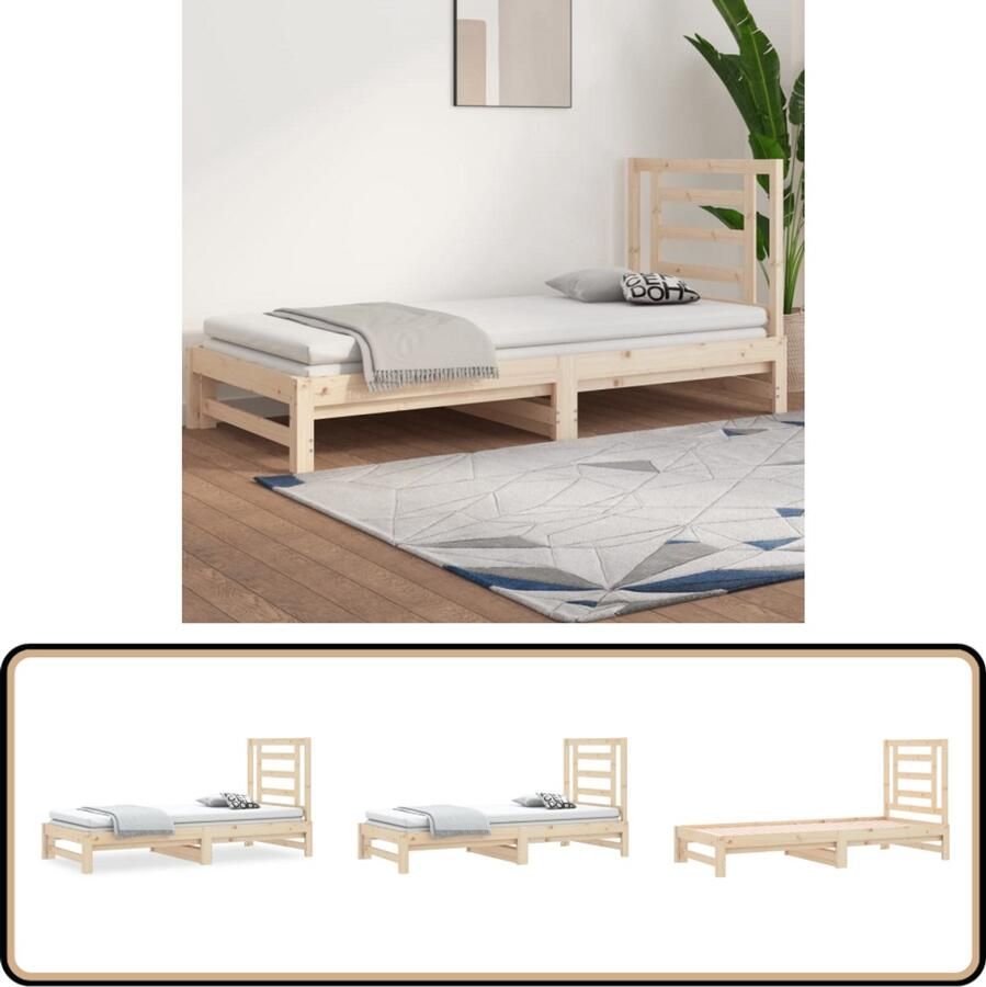 VidaXL Slaapbank Uitschuifbaar Massief Grenenhout Slaapbank Logeerbed Bankslaapzaak Bruine Meubels Grenenhouten Meubelen