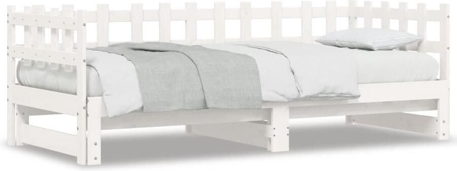 VidaXL -Slaapbank-uitschuifbaar-massief-grenenhout-wit-2x(90x200)-cm - Foto 2
