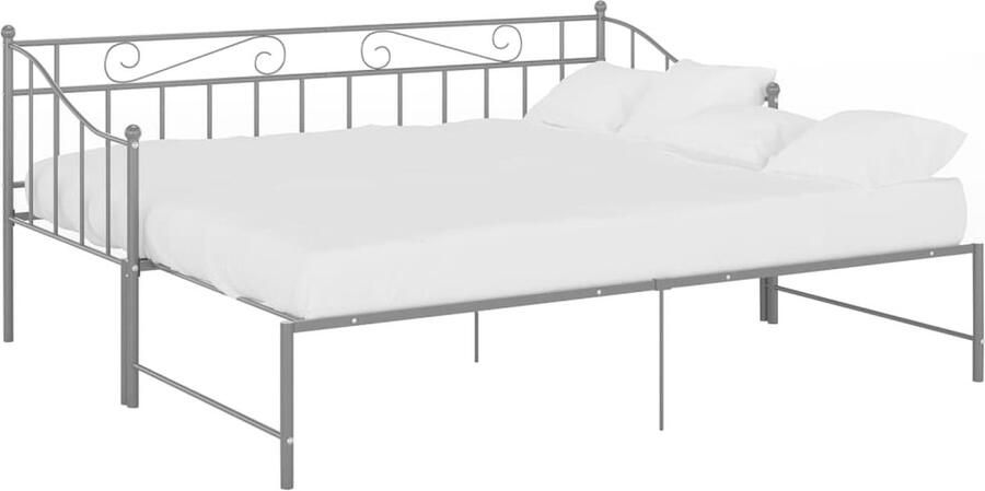 VidaXL -Slaapbankframe-uittrekbaar-metaal-grijs-90x200-cm - Foto 6