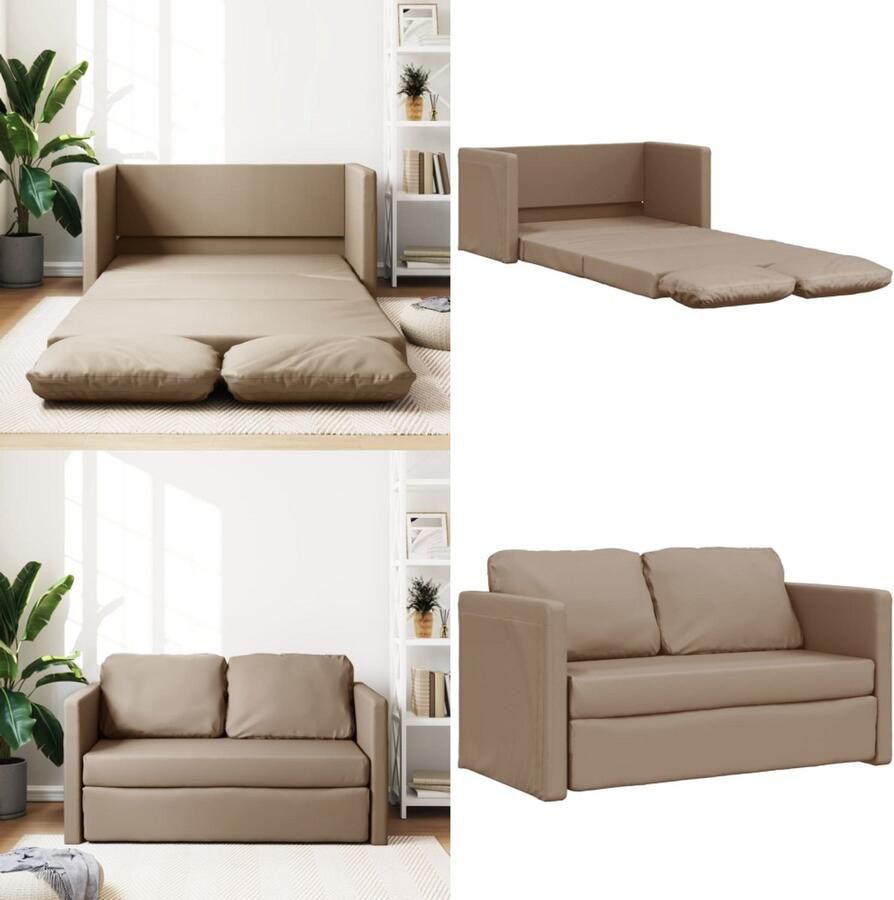 VidaXL Slaapbank vloermodel 2-in-1 112x174x55 cm kunstleer cappuccino Slaapbank Vloermodel Slaapbanken Vloermodel Vloerbank Slaapbank