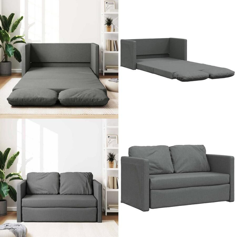 VidaXL Slaapbank vloermodel 2-in-1 112x174x55 cm stof donkergrijs Slaapbank Slaapbanken Slaapbank Vloermdoel Bankbed
