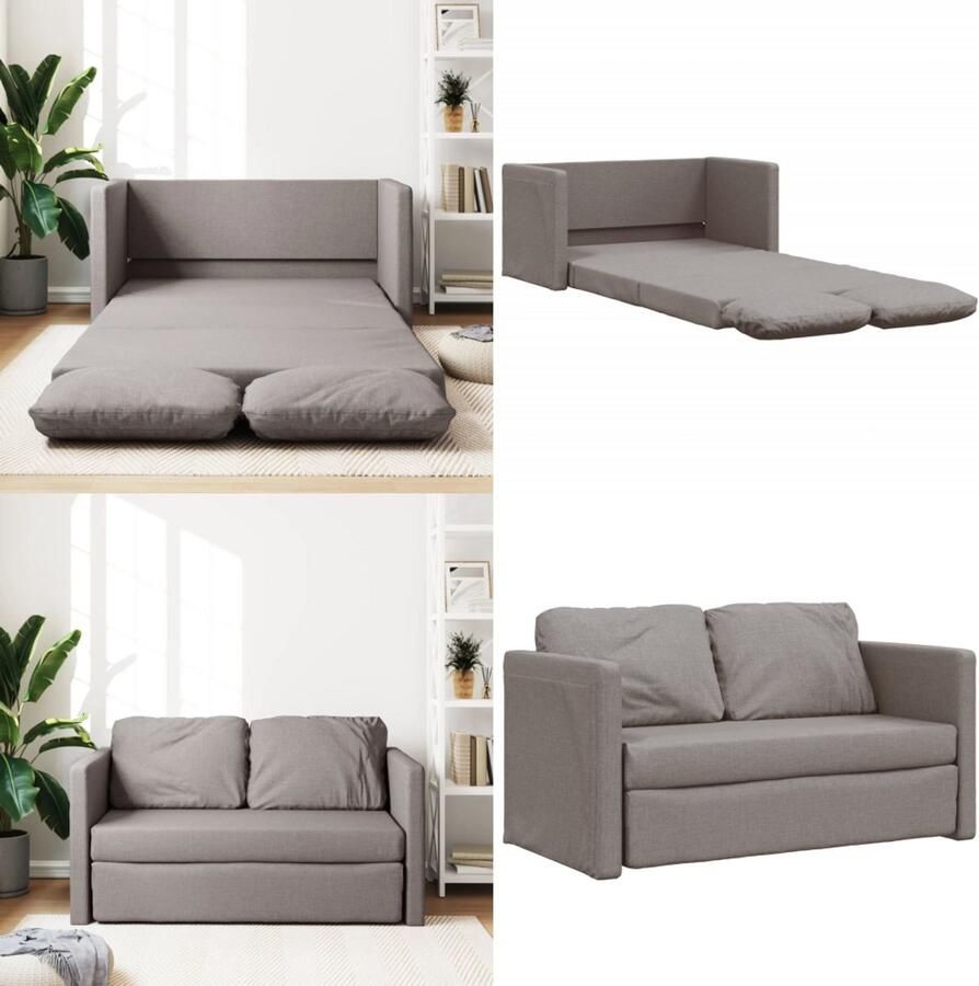 VidaXL Slaapbank vloermodel 2-in-1 112x174x55 cm stof taupe Slaapbank Slaapbanken Slaapbank Vloermdoel Bankbed