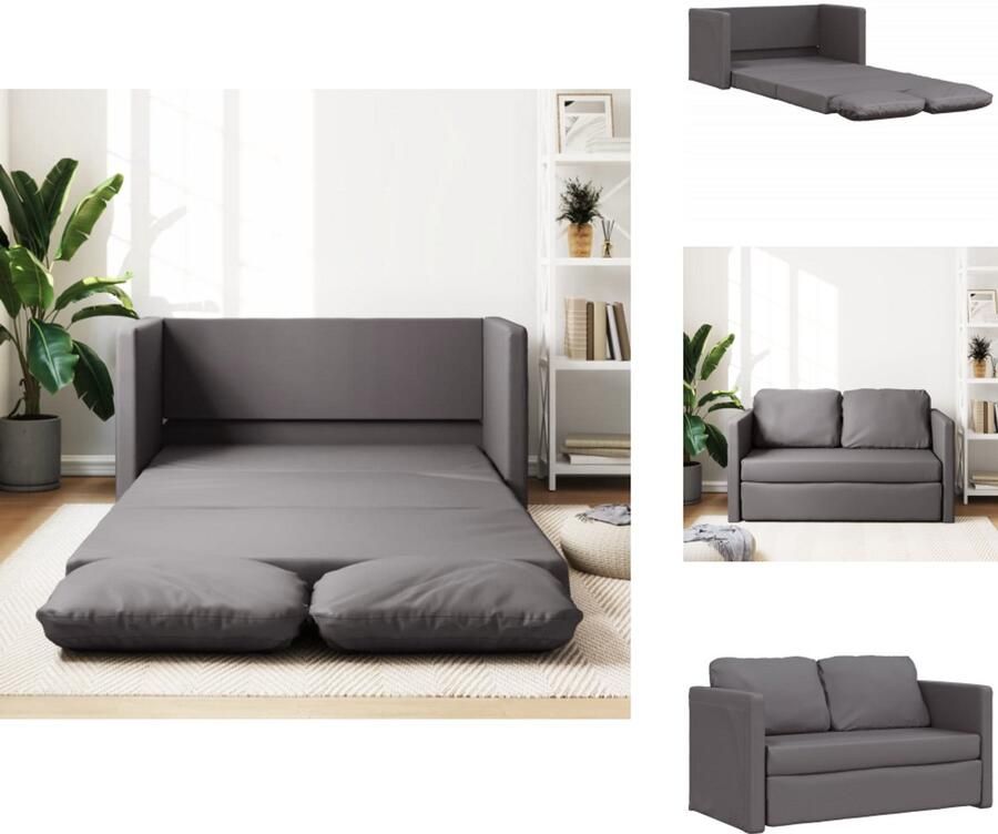 VidaXL Slaapbank Vloermodel Slaapbanken Vloermodel Vloerbank Slaapbank vloermodel 2-in-1 112x174x55 cm kunstleer grijs